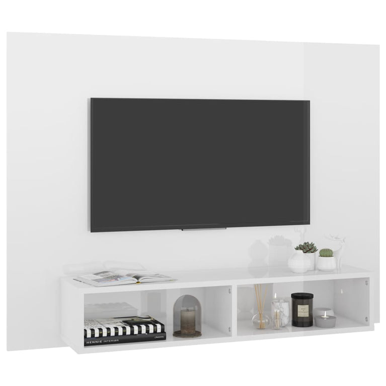 Tv-wandmeubel 120x23,5x90 cm spaanplaat hoogglans wit MeubelReus