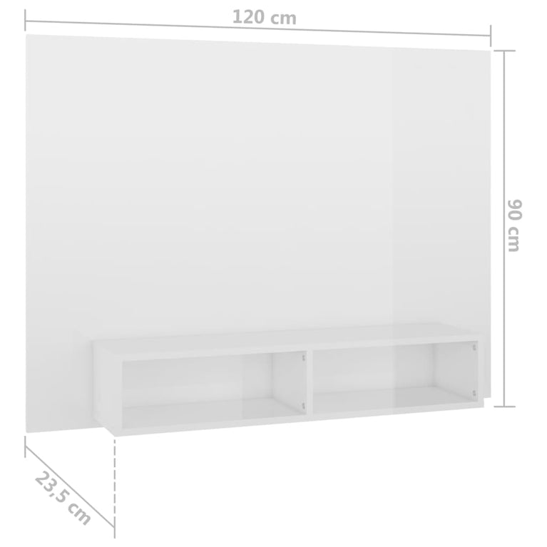 Tv-wandmeubel 120x23,5x90 cm spaanplaat hoogglans wit MeubelReus