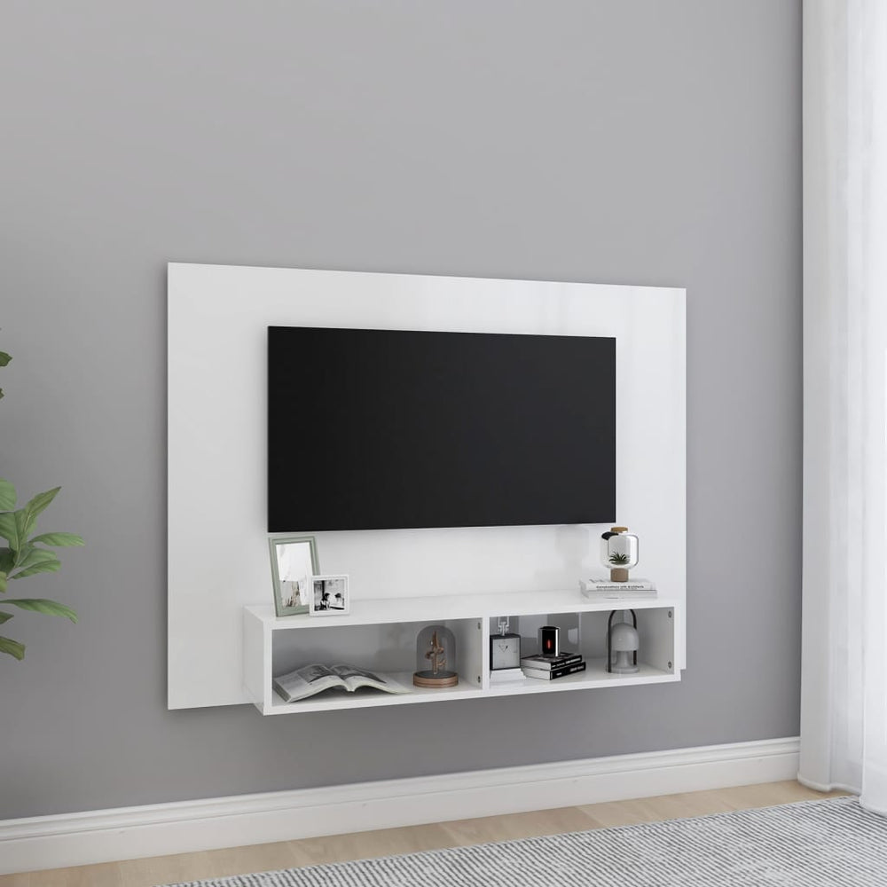 Tv-wandmeubel 120x23,5x90 cm spaanplaat hoogglans wit MeubelReus