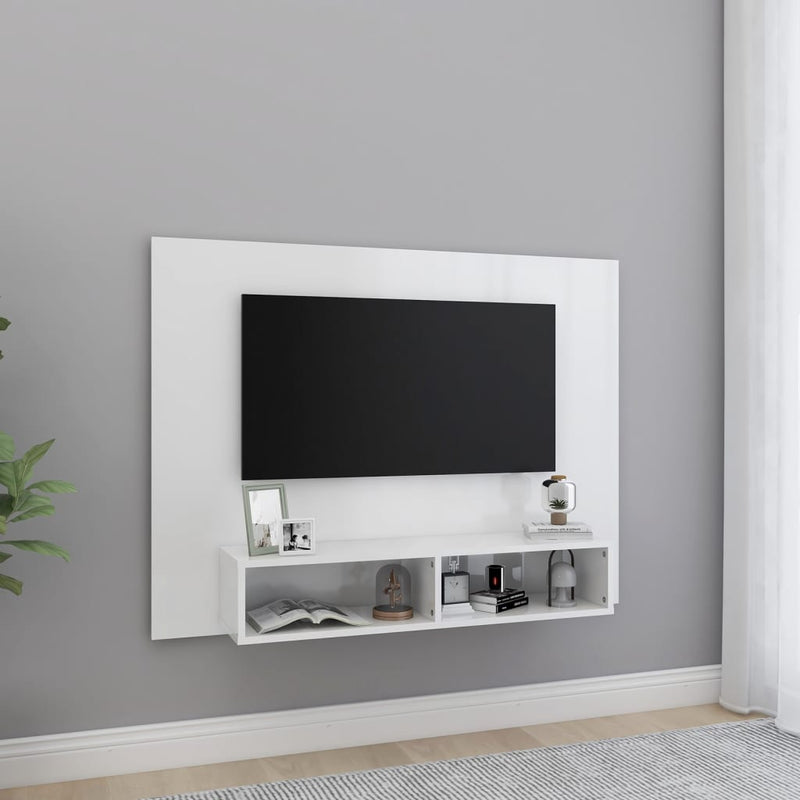 Tv-wandmeubel 120x23,5x90 cm spaanplaat hoogglans wit MeubelReus