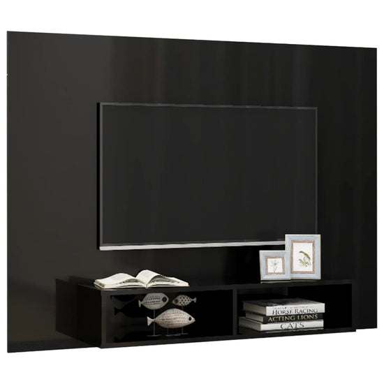 Tv-wandmeubel 135x23,5x90 cm spaanplaat hoogglans zwart MeubelReus
