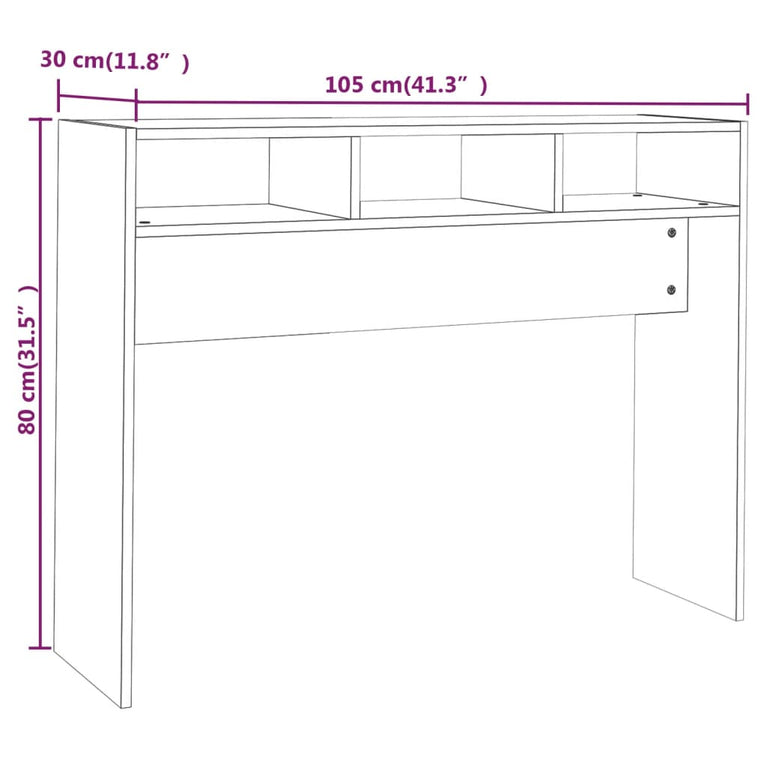 Wandtafel 105x30x80 cm spaanplaat wit