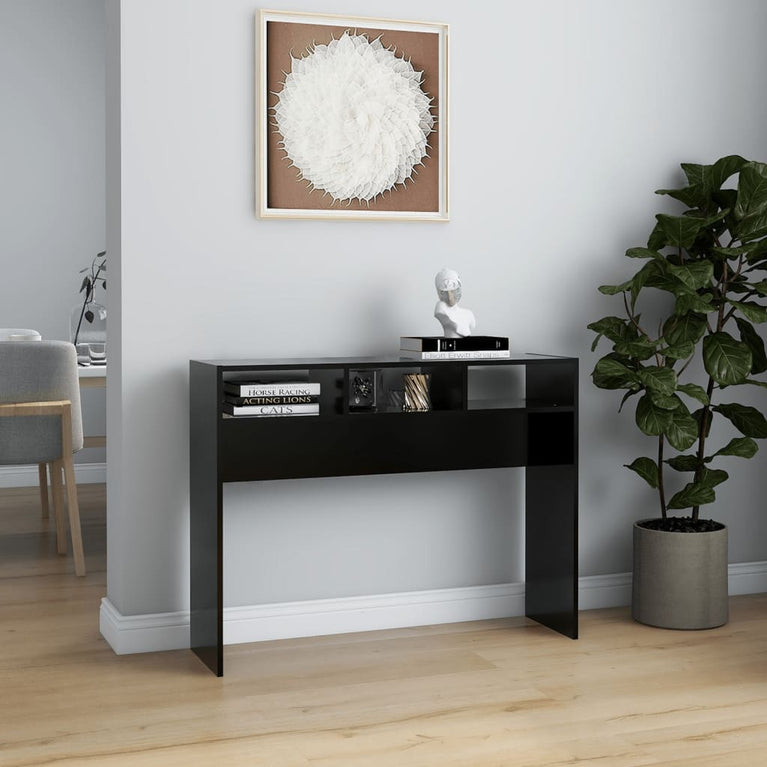 Wandtafel 105x30x80 cm spaanplaat zwart