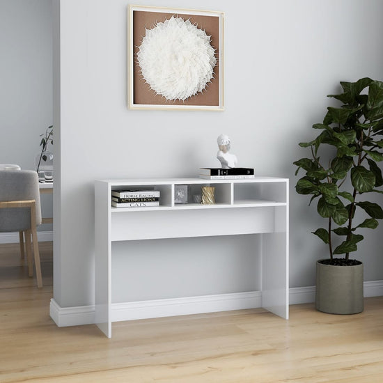 Wandtafel 105x30x80 cm spaanplaat hoogglans wit MeubelReus
