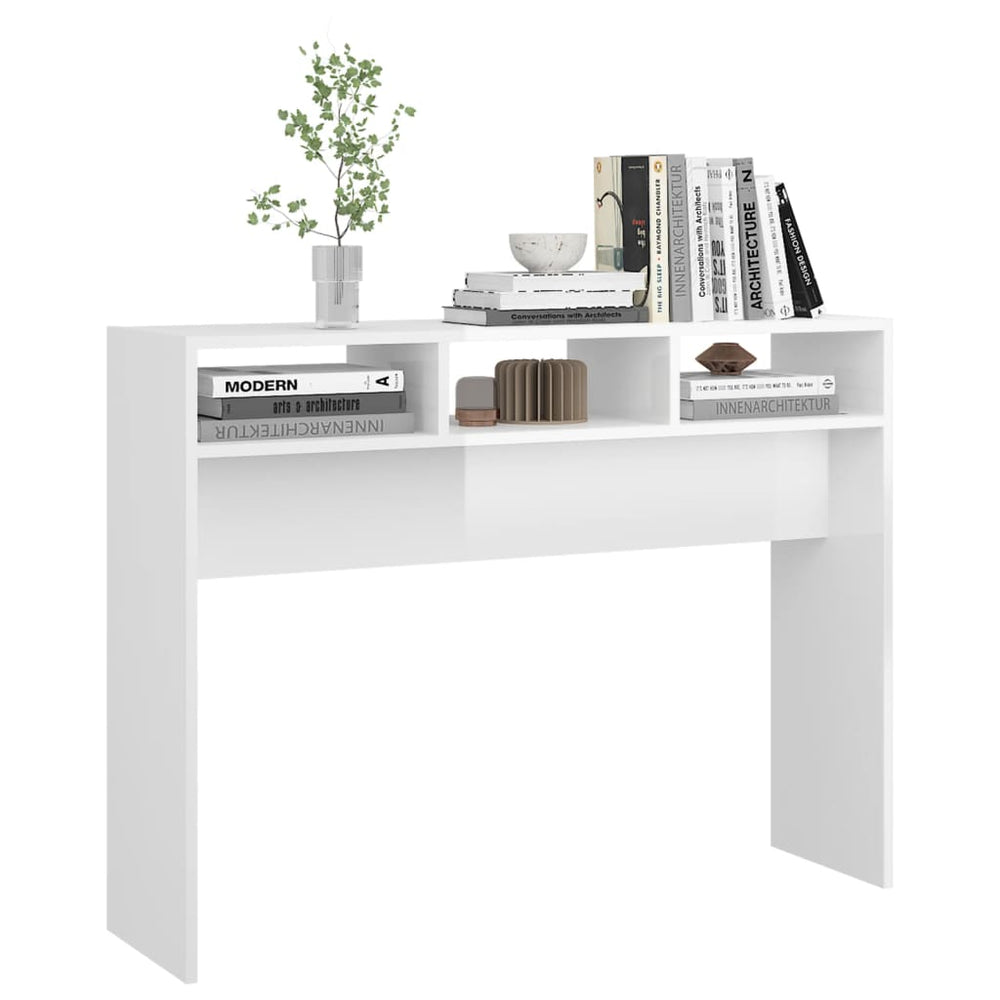 Wandtafel 105x30x80 cm spaanplaat hoogglans wit MeubelReus