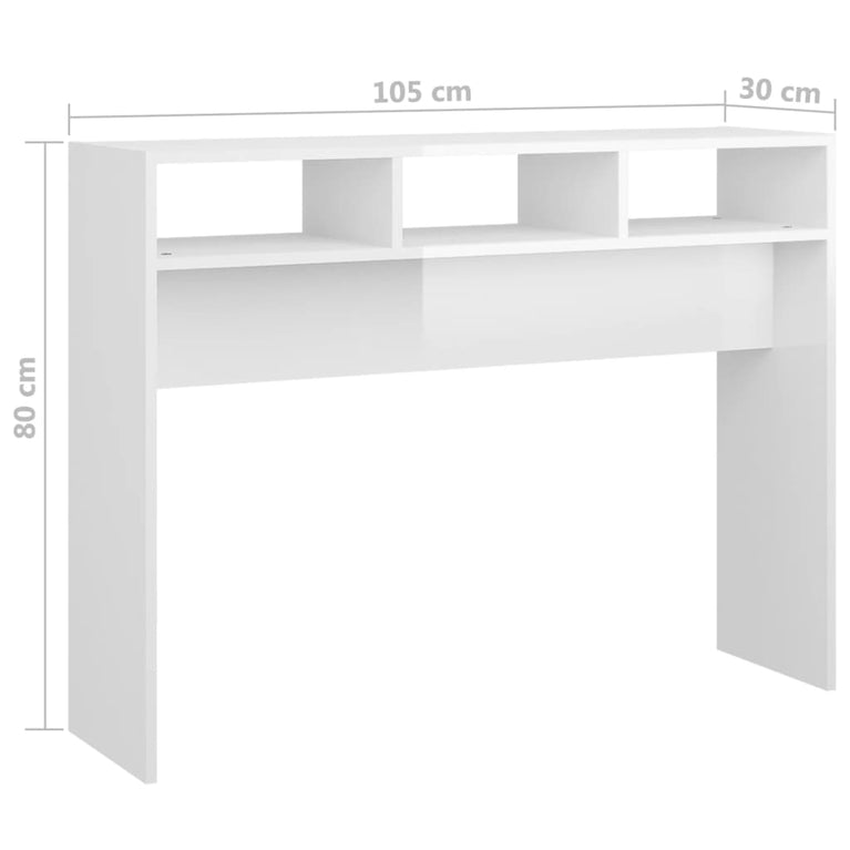 Wandtafel 105x30x80 cm spaanplaat hoogglans wit MeubelReus