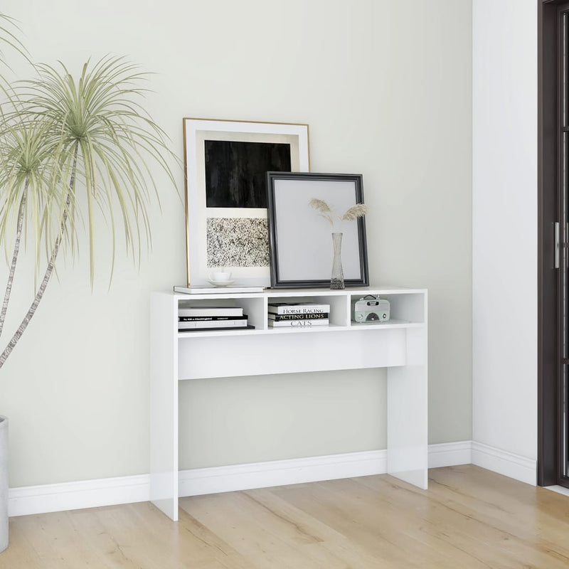 Wandtafel 105x30x80 cm spaanplaat hoogglans wit MeubelReus