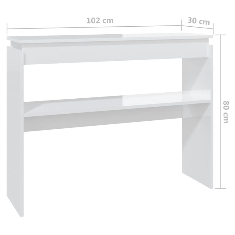 Wandtafel 102x30x80 cm spaanplaat hoogglans wit