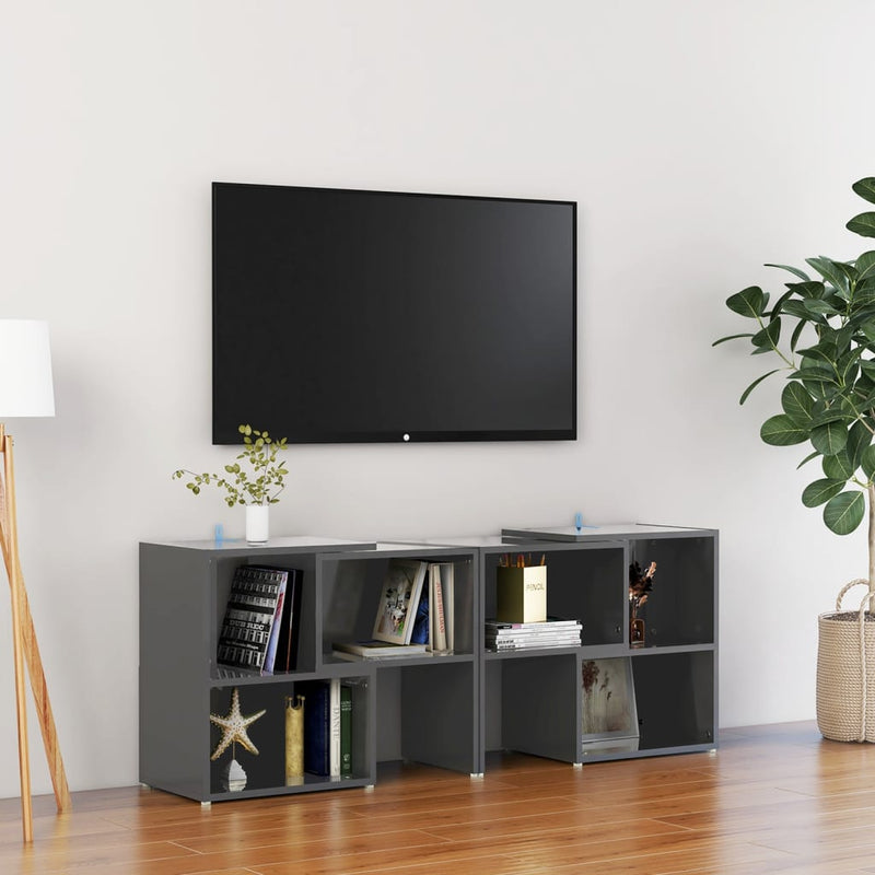 Tv-meubel 104x30x52 cm spaanplaat hoogglans grijs MeubelReus