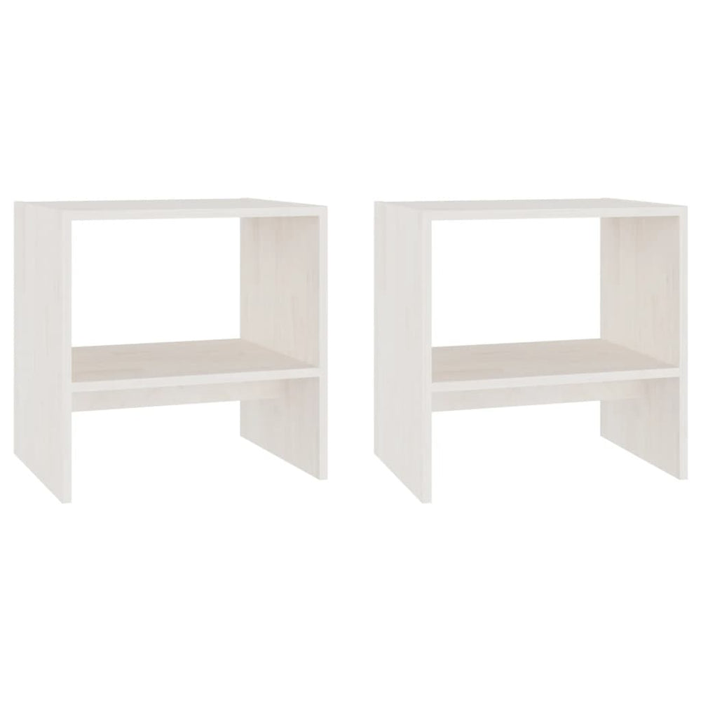 Nachtkastjes 2st 40x30,5x40 cm massief grenenhout wit MeubelReus
