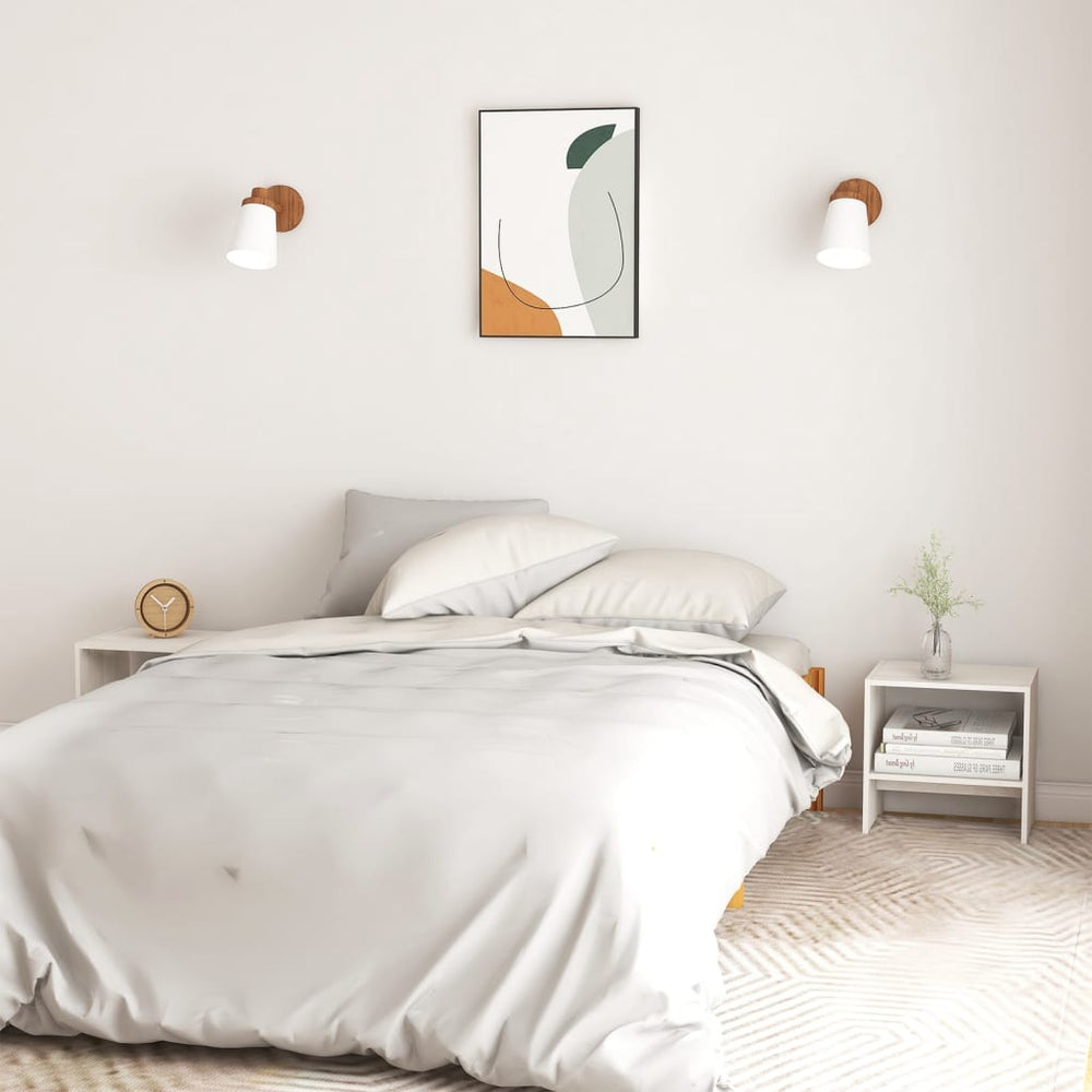 Nachtkastjes 2st 40x30,5x40 cm massief grenenhout wit MeubelReus