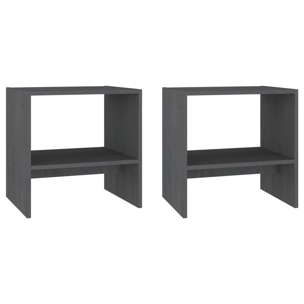 Nachtkastjes 2st 40x30,5x40 cm massief grenenhout grijs MeubelReus