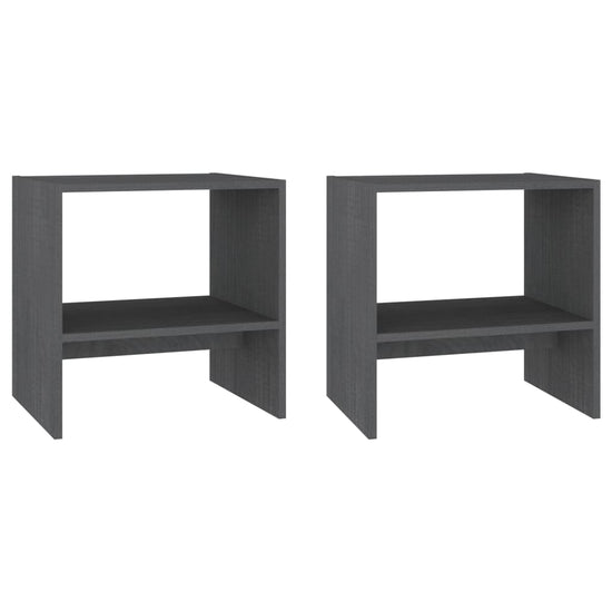 Nachtkastjes 2st 40x30,5x40 cm massief grenenhout grijs MeubelReus