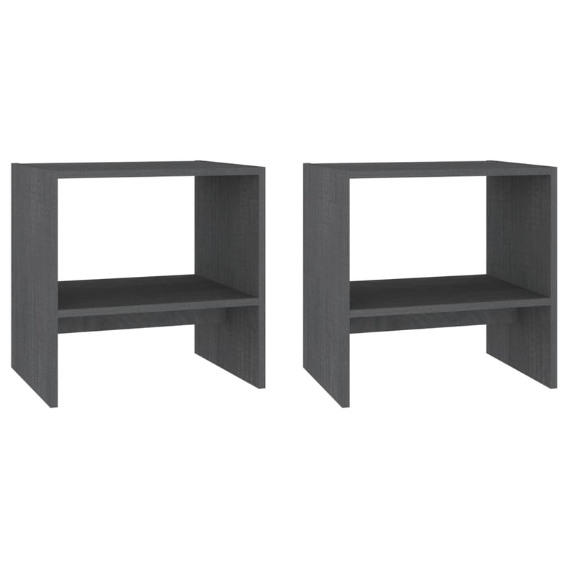 Nachtkastjes 2st 40x30,5x40 cm massief grenenhout grijs MeubelReus