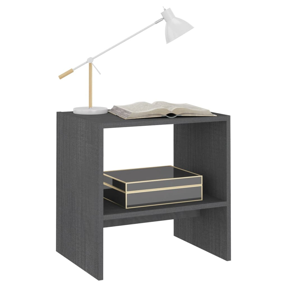 Nachtkastjes 2st 40x30,5x40 cm massief grenenhout grijs MeubelReus