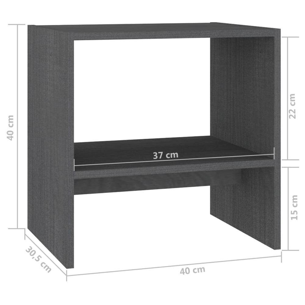 Nachtkastjes 2st 40x30,5x40 cm massief grenenhout grijs MeubelReus