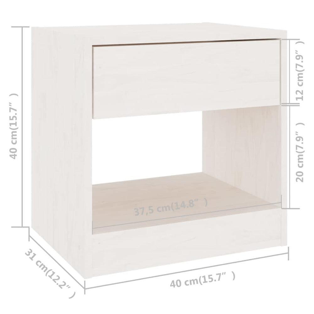Nachtkastjes 2 st 40x31x40 cm massief grenenhout wit MeubelReus