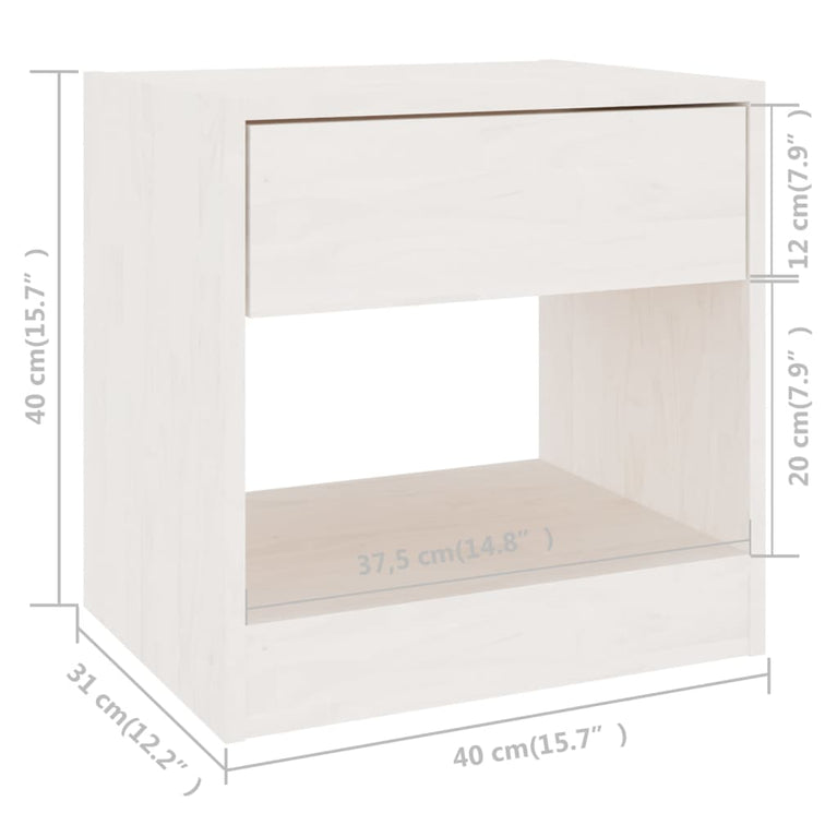 Nachtkastjes 2 st 40x31x40 cm massief grenenhout wit MeubelReus