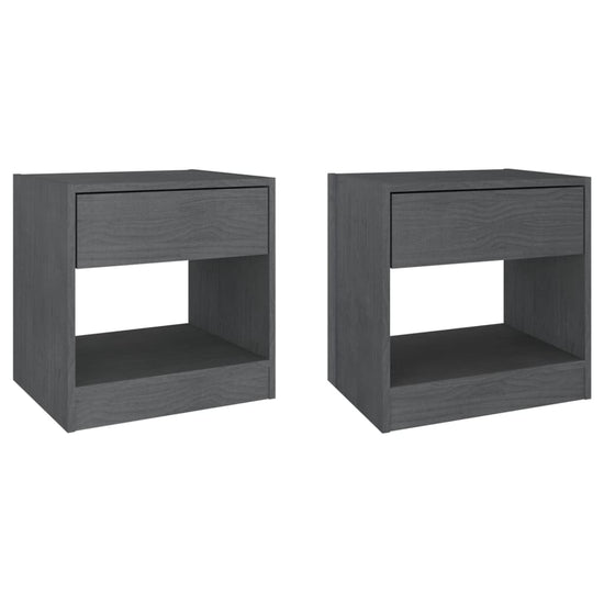 Nachtkastjes 2 st 40x31x40 cm massief grenenhout grijs MeubelReus