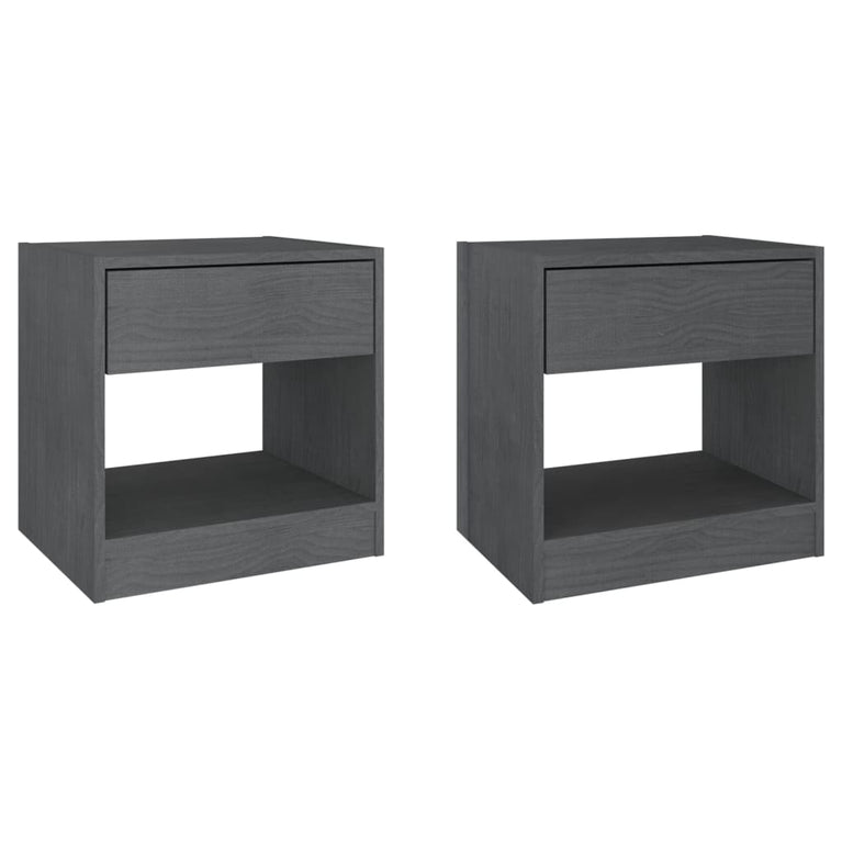 Nachtkastjes 2 st 40x31x40 cm massief grenenhout grijs MeubelReus
