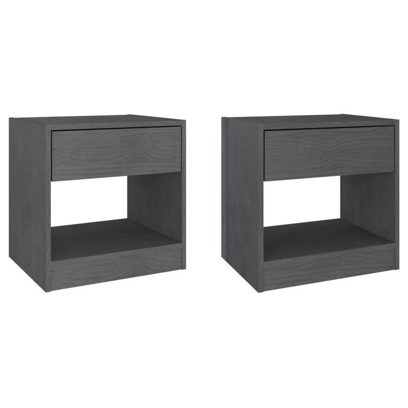 Nachtkastjes 2 st 40x31x40 cm massief grenenhout grijs MeubelReus