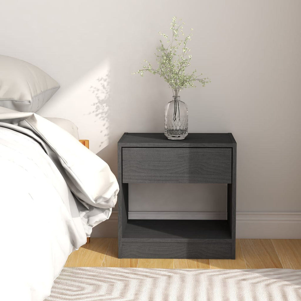 Nachtkastjes 2 st 40x31x40 cm massief grenenhout grijs MeubelReus