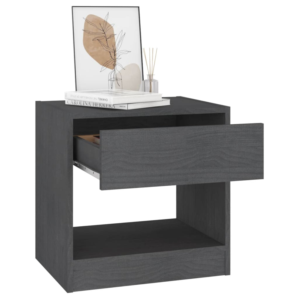 Nachtkastjes 2 st 40x31x40 cm massief grenenhout grijs MeubelReus