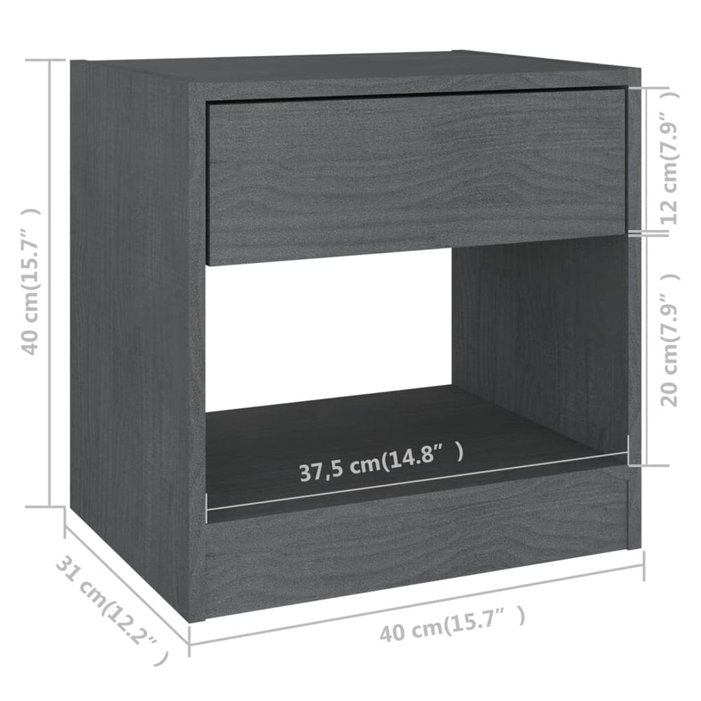 Nachtkastjes 2 st 40x31x40 cm massief grenenhout grijs MeubelReus