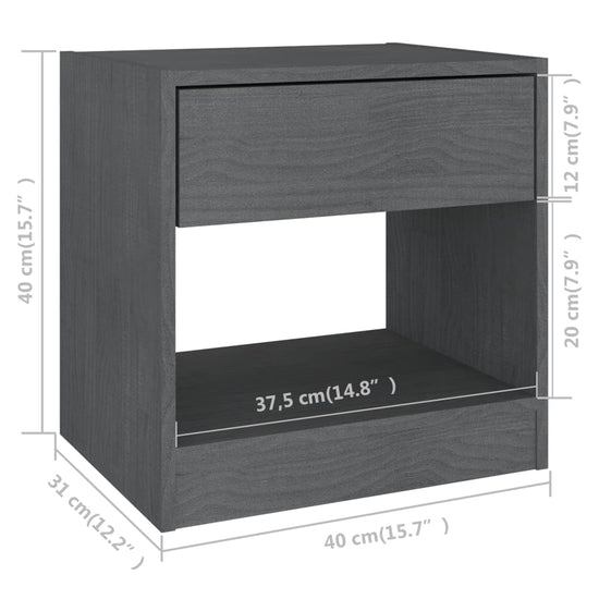 Nachtkastjes 2 st 40x31x40 cm massief grenenhout grijs MeubelReus