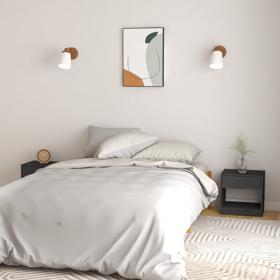 Nachtkastjes 2 st 40x31x40 cm massief grenenhout grijs MeubelReus