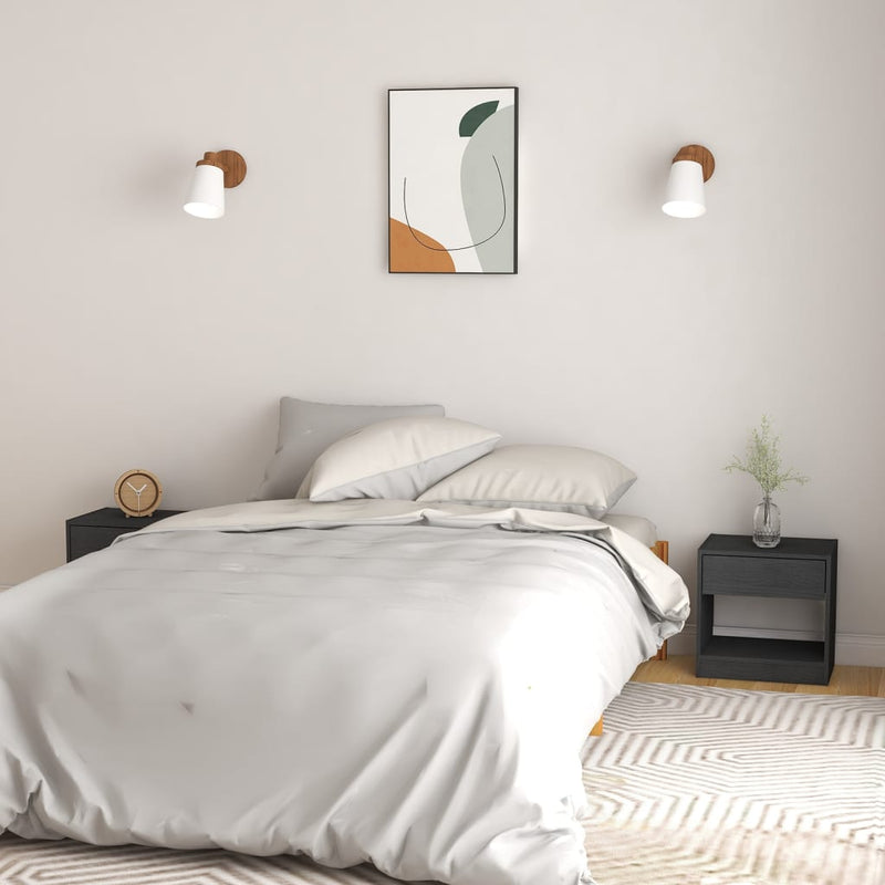 Nachtkastjes 2 st 40x31x40 cm massief grenenhout grijs MeubelReus