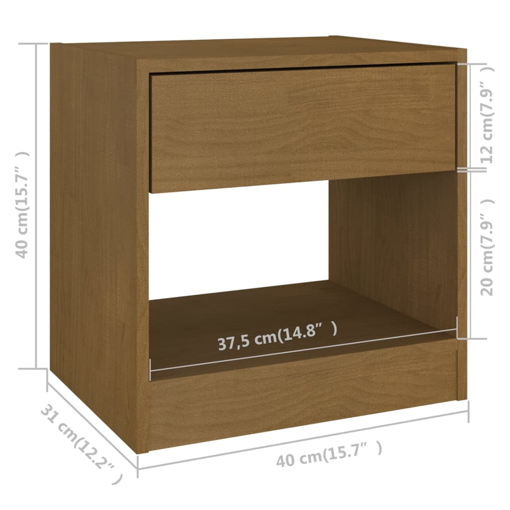 Nachtkastje 40x31x40 cm massief grenenhout honingbruin MeubelReus