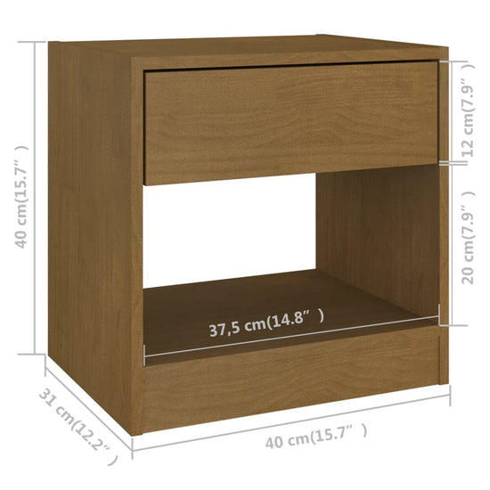 Nachtkastje 40x31x40 cm massief grenenhout honingbruin MeubelReus
