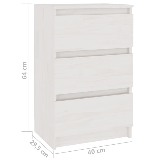 Nachtkastje 40x29,5x64 cm massief grenenhout wit MeubelReus