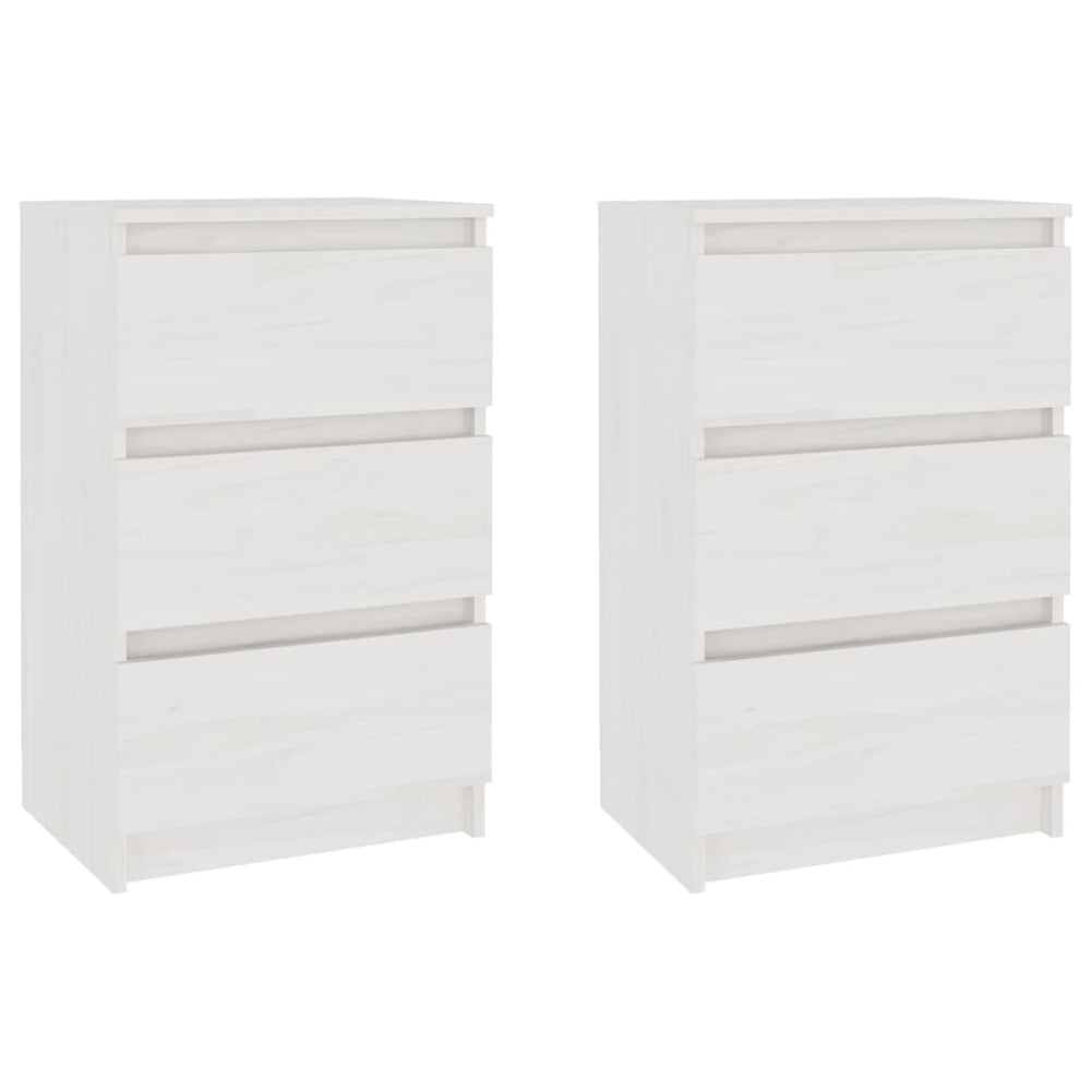 Nachtkastjes 2 st 40x29,5x64 cm massief grenenhout wit MeubelReus