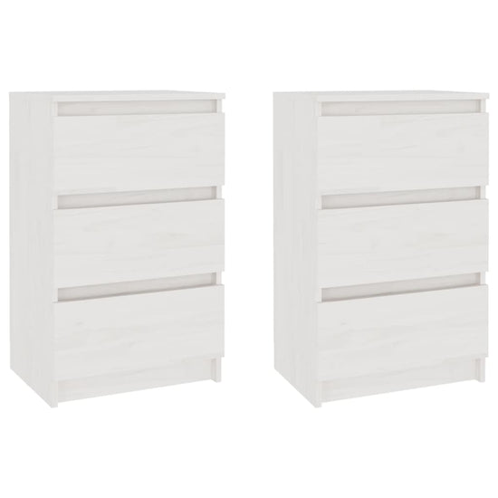Nachtkastjes 2 st 40x29,5x64 cm massief grenenhout wit MeubelReus