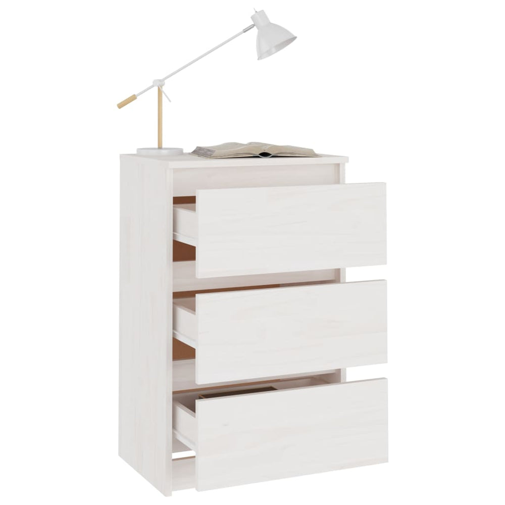 Nachtkastjes 2 st 40x29,5x64 cm massief grenenhout wit MeubelReus
