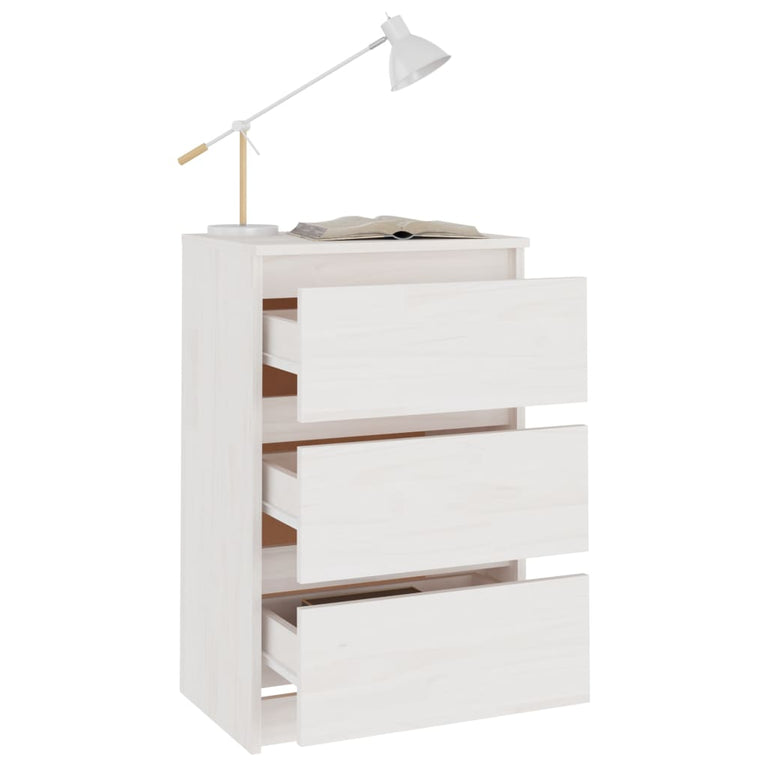 Nachtkastjes 2 st 40x29,5x64 cm massief grenenhout wit MeubelReus