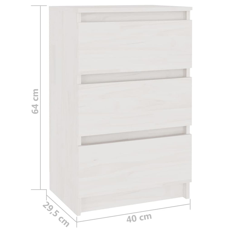 Nachtkastjes 2 st 40x29,5x64 cm massief grenenhout wit MeubelReus