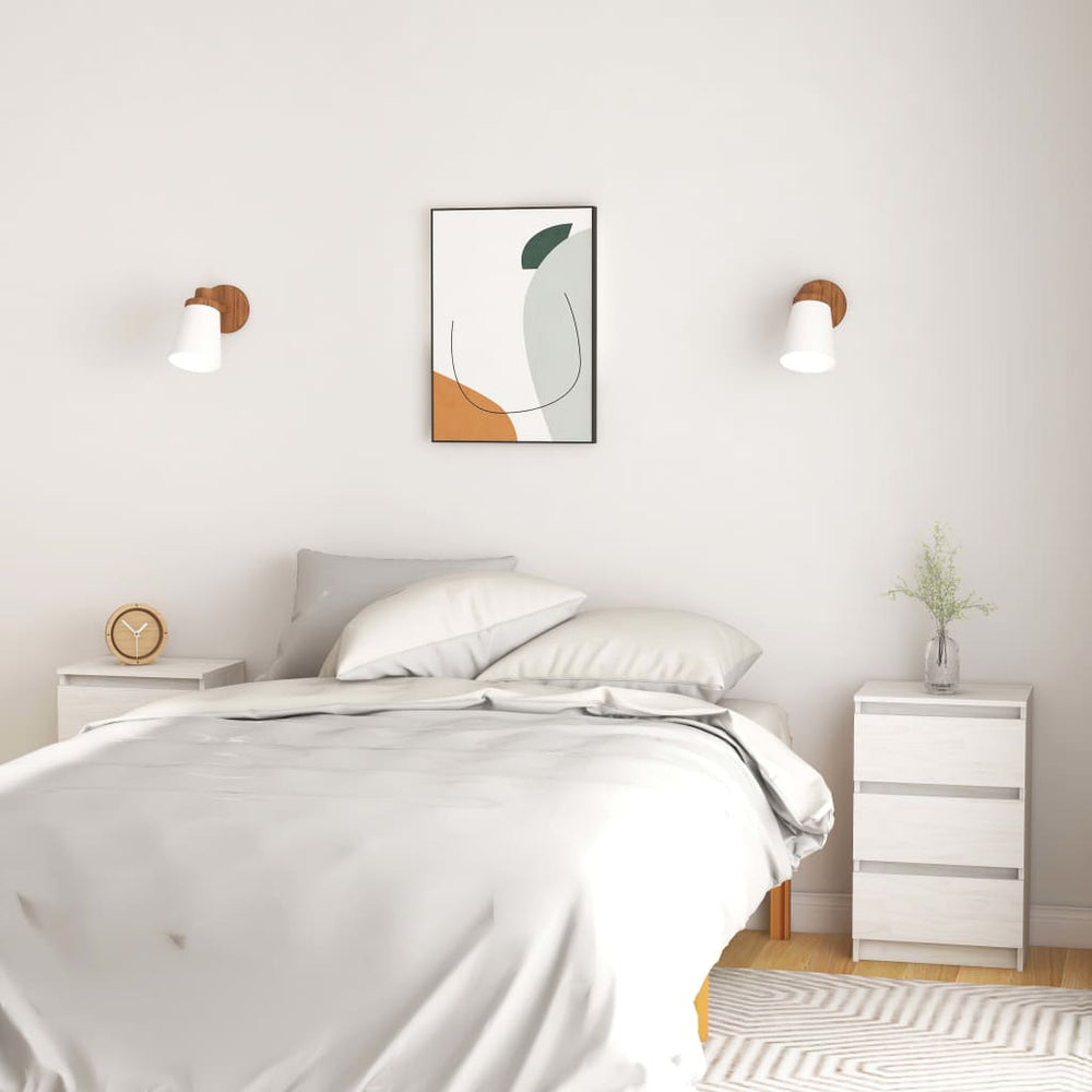 Nachtkastjes 2 st 40x29,5x64 cm massief grenenhout wit MeubelReus