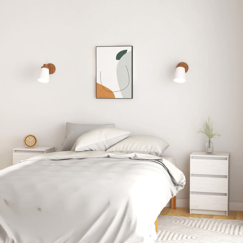 Nachtkastjes 2 st 40x29,5x64 cm massief grenenhout wit MeubelReus