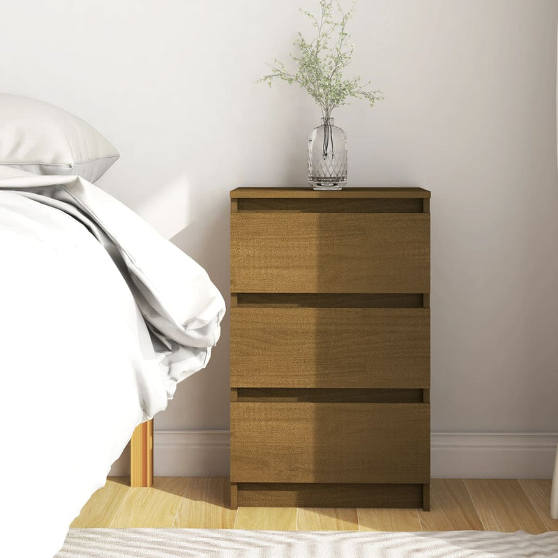 Nachtkastje 40x29,5x64 cm massief grenenhout honingbruin MeubelReus