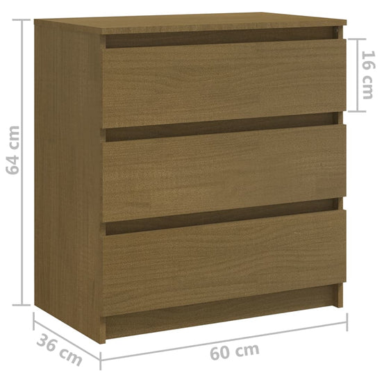 Nachtkastje 60x36x64 cm massief grenenhout honingbruin MeubelReus