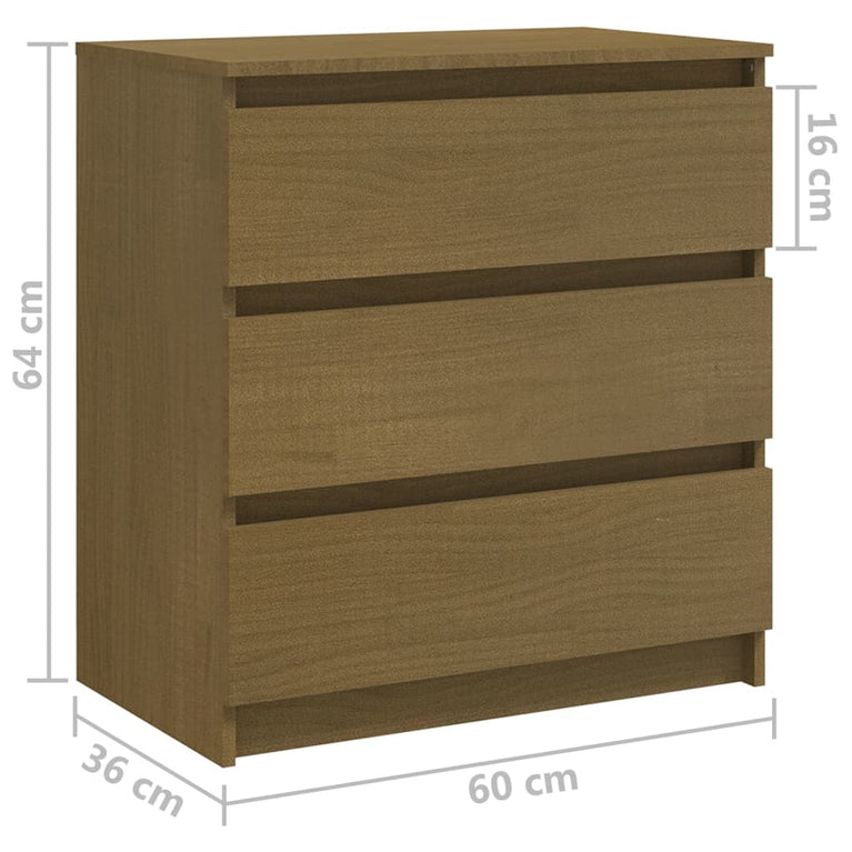 Nachtkastje 60x36x64 cm massief grenenhout honingbruin MeubelReus