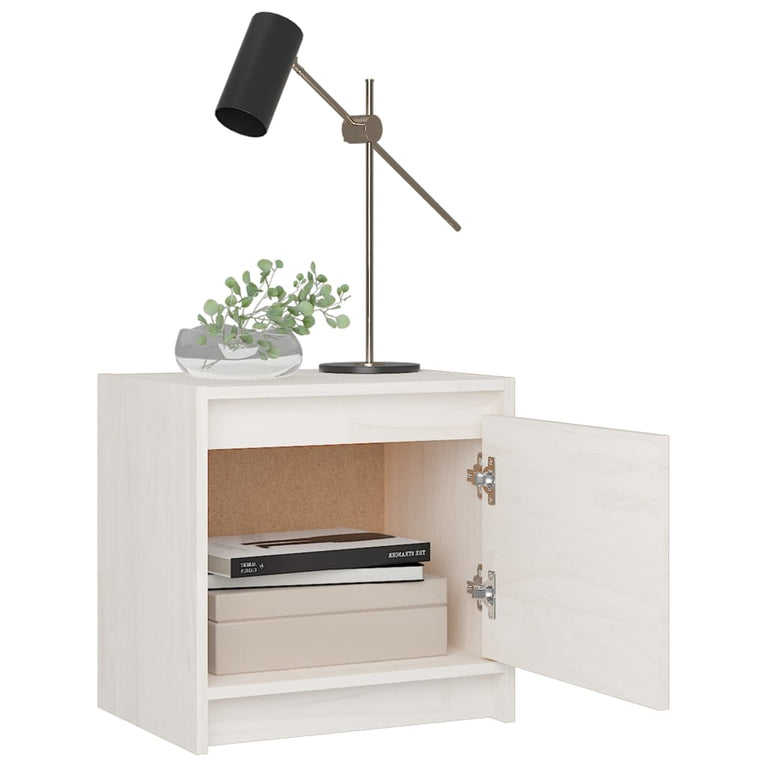 Nachtkastjes 2 st 40x30,5x40 cm massief grenenhout wit MeubelReus