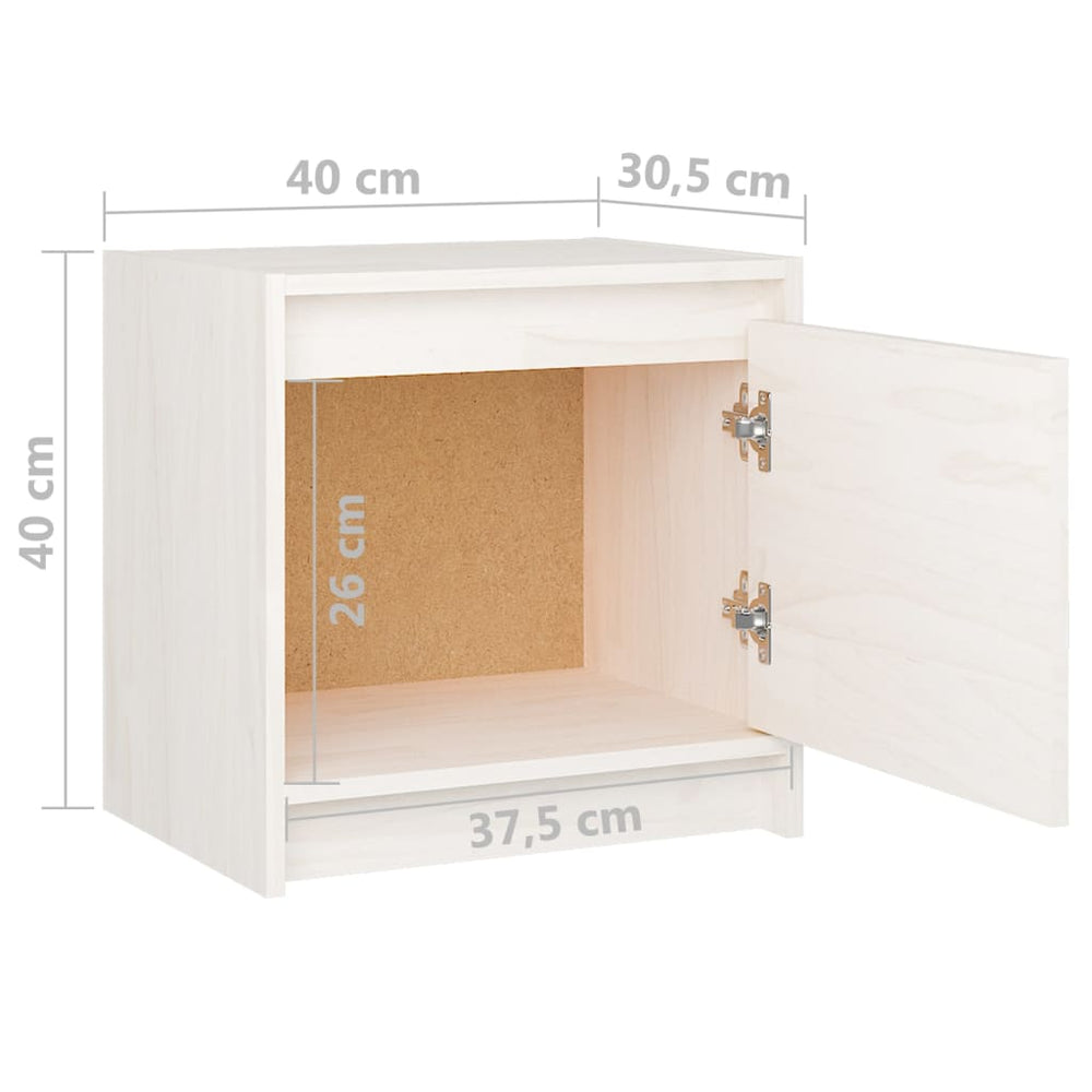 Nachtkastjes 2 st 40x30,5x40 cm massief grenenhout wit MeubelReus