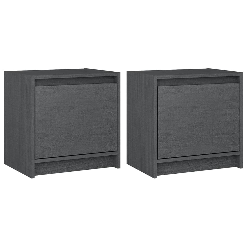 Nachtkastjes 2st 40x30,5x40 cm massief grenenhout grijs MeubelReus
