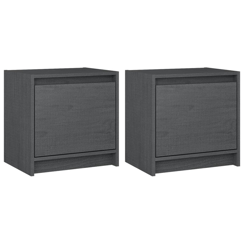 Nachtkastjes 2st 40x30,5x40 cm massief grenenhout grijs MeubelReus
