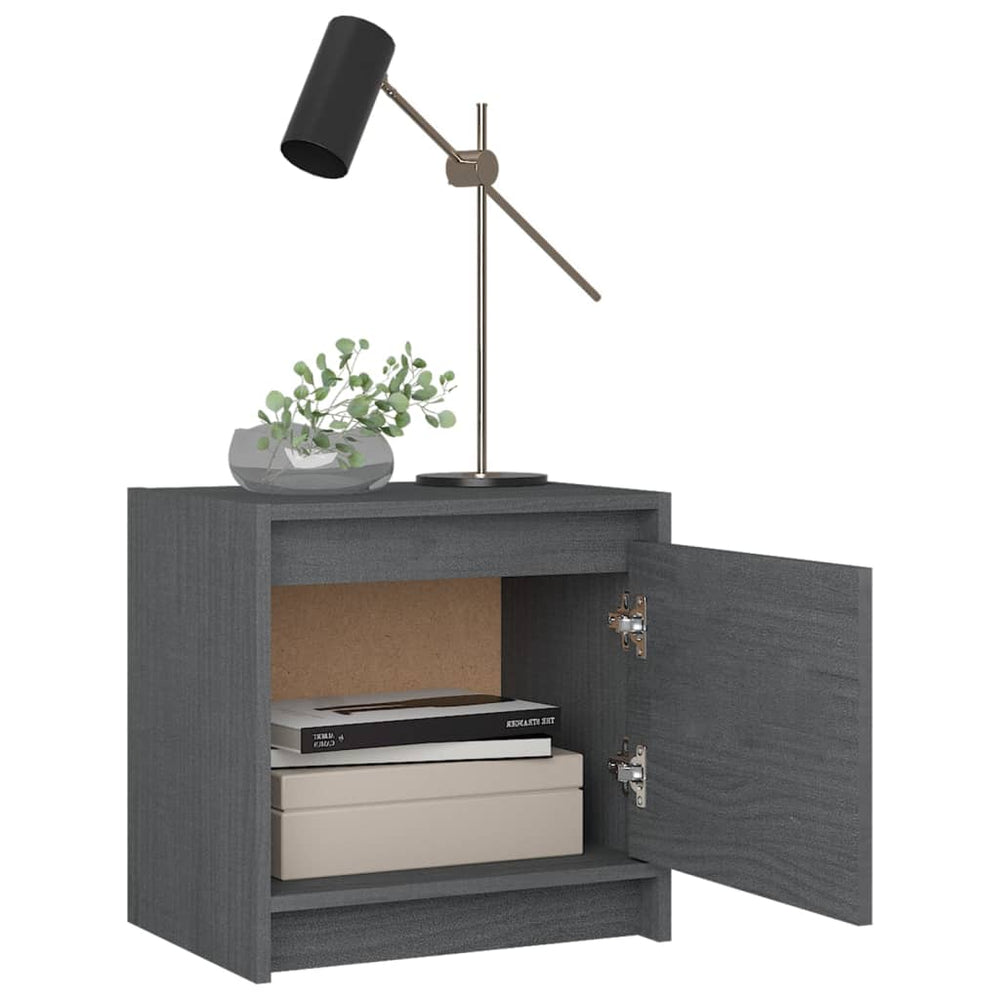 Nachtkastjes 2st 40x30,5x40 cm massief grenenhout grijs MeubelReus