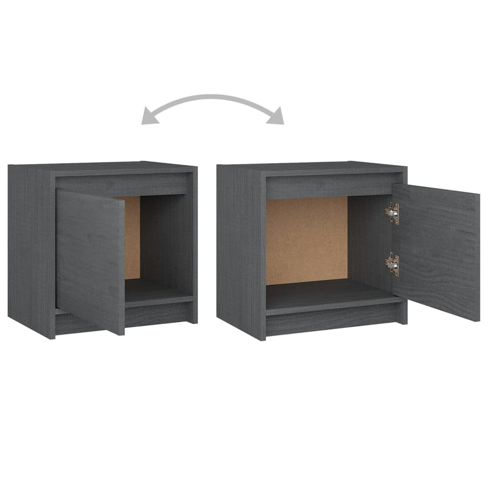 Nachtkastjes 2st 40x30,5x40 cm massief grenenhout grijs MeubelReus